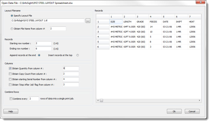 Open Data File dialog